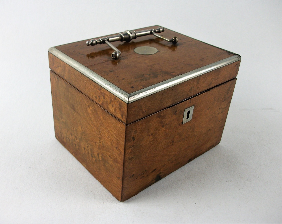 Antique Burr Maple Tea Caddy